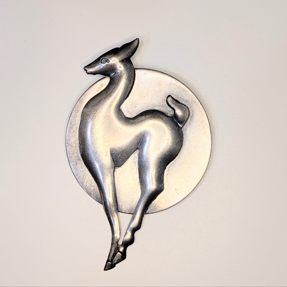 Jewelry - Vintage Art Deco Style Antelope Gazelle Impala Silver-Tone Brooch